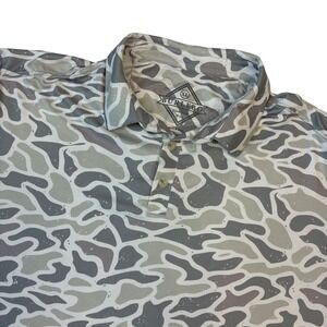 Burlebo Polo Shirt Mens XL Grey Abstract Camo Performance Stretch Golf Outdoor